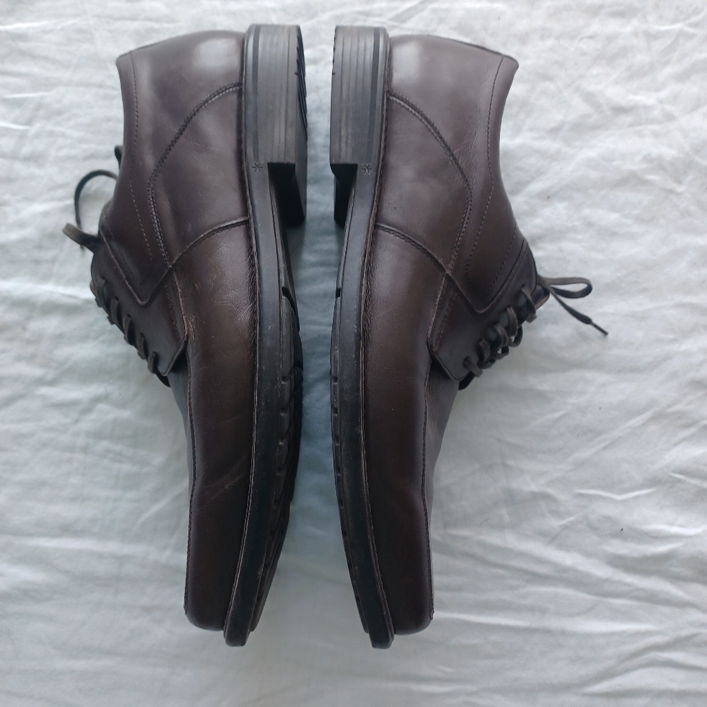 JOHNSTON & MURPHY SHEEPSKIN  BROWN DRESS LACE UP SHOE  13M FITS LIKE 12M - Picture 3 of 14